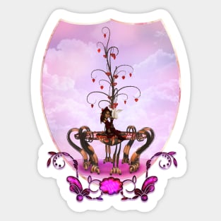 Little fairy with valentine tree with hearts Sticker